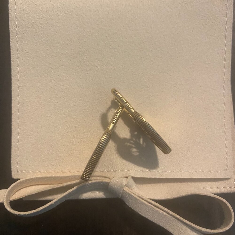 Vivienne Westwood Gold Heart Earrings with Blue Crystal Accents - Picture 4 of 6